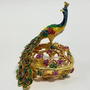Faberge-Stil Tier Peacock, Swarovski-Kristalle, handgemachte Tier Schmuckschatulle, Dekor