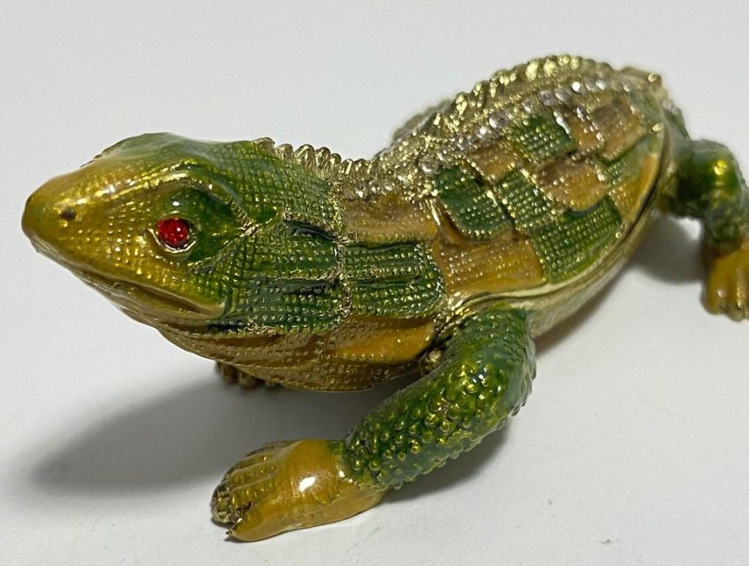 Faberge Style Animal Lizard, Swarovski Crystals, Handmade Animal ...