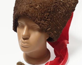 Papakha Kubanka Brown Leather and Fur Winter Hat Accessories | Papakha Kubanka Brown Leather And Fur Winter  main image 4