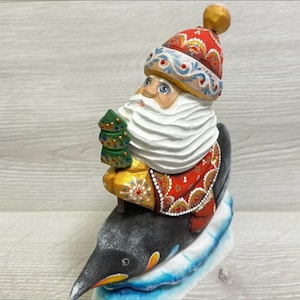 Handmade Ded Moroz, Wooden Santa Claus, Carved Figurine Souvenir