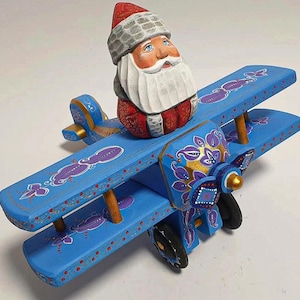 Handcarved Santa Claus, Ukrainian wooden Ded Moroz, Christmas Handmade Souvenir