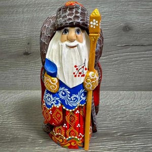 Wooden Ded Moroz, Handcarved Santa Claus, Christmas Handmade Souvenir