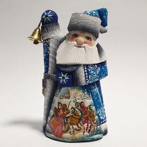 Handmade Ded Moroz, Wooden Santa Claus, Carved Figurine Souvenir