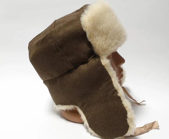 Vintage Handcrafted Genuine Sheepskin Hat Unique Vintage Handmade Sheep Genuine Leather Ori Crochet  main image 3