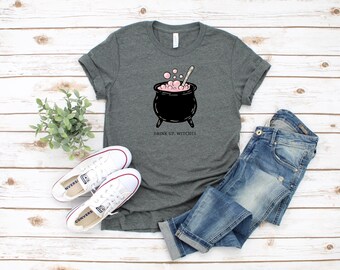 Drink Up Hexen, Halloween Ghost Comfort Farben Shirt, süßes Geist Shirt, Damen Halloween Shirt, süßes Herbst Shirt, Geschenk für Halloween