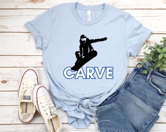 Carve Snowboard T-Shirt, Retro Skiing Shirt