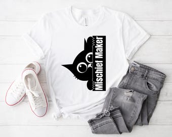 Funny Cat Shirt: Mischief Maker Tee, Cat Lover Gift