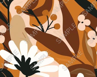 Retro Floral Digital Paper Pack – Terracotta Seamless Patterns, Earth Tone Flowers, Vintage Aesthetic Backgrounds for Crafts & Design