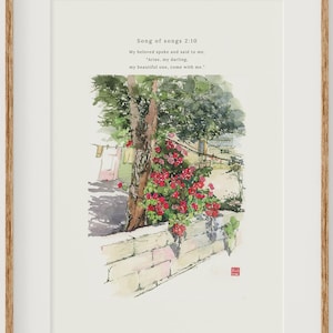 Christian Watercolor Art | Song of Songs 2:10 Scripture Print | Bible Verse Wall Decor | Christian Wall Art | Instant Download Gift for Mom
