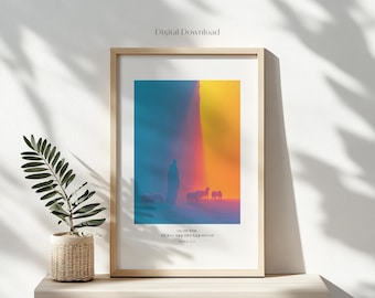 Contemporary Korean Christian Wall Art | John 10:11 Jesus the Good Shepherd | Instant Download | Gift for Korean Christian Friend
