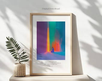 Modern Christian Wall Art | John 8:12 Instant Download | Minimalist Digital Download | Jesus Light of the World | Contemporary Christian Art