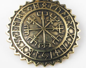 Viking Vegvisir Nautical Nordic Compass Pendant w/Rune Calendar - Vegvisir Key Ring - Witchcraft Viking Rune Compass Pendant - Vegvisir Gift