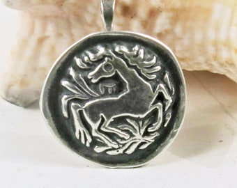 Wild Mustang Spirit Fine Silver Pendant - Equestrian Lover Gift - Wild Horse Silver Amulet - Gift for Horse Lover - Silver Mustang Pendant