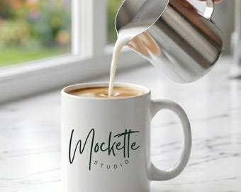11oz White Ceramic Mug Mockup | Lifestyle Styled Photo (JPG Download)