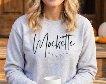 Fall Gildan 18000 Ash Sweatshirt Mockup | PNG Seasonal Autumn Digital Download