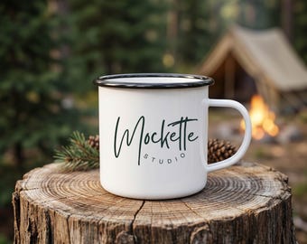 12oz Enamel Camp Cup Mockup | Lifestyle Styled Photo (JPG Download)