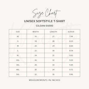 Three Gildan 64000 Size Charts: Softstyle T-Shirt Measurements Guide (Digital Download, PNG Format)