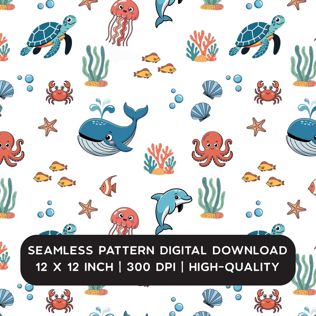 Under the Sea Seamless File | Boy Nursery Seamless Pattern | PNG ...