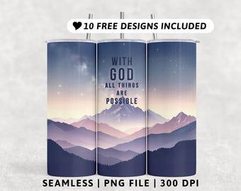 Christian Tumbler Wrap PNG | 20oz Skinny Tumbler Sublimation Design | Instant Digital Download