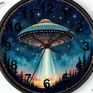 Whimsical UFO Wall Clock: Extraterrestrial Timepiece for Space Enthusiasts and Alien Believers