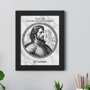 Sir Lancelot's Chivalry Code: Framed Inspirational Knight's Honor Wall Art for History Enthusiasts