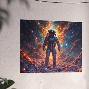 Decorazione murale spaziale con astronauta cosmico: decorazione unica per la camera da letto, poster per l'ufficio, regalo a tema galassia