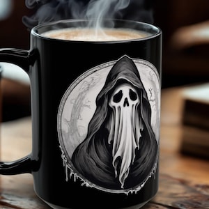 Ghost Gothic Coffee Mug: Dark Humor Halloween Decor for Horror Lovers, Caffeine Addicts
