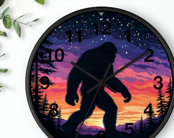 Mythical Bigfoot Wall Clock: Whimsical Yeti Timepiece for Sasquatch Enthusiasts