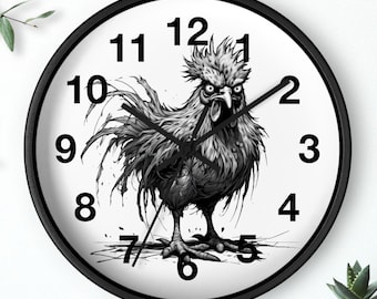 Whimsical Chicken Wall Clock: Quirky Farmhouse Kitchen Decor