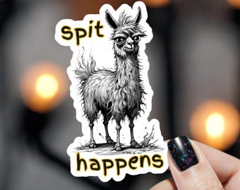 Spit Happens Llama Kiss-Cut Sticker | Funny Vinyl Decal