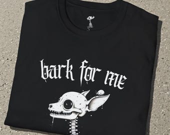 Camiseta unisex con diseño minimalista de esqueleto de chihuahua: ¡Ladra para mí!