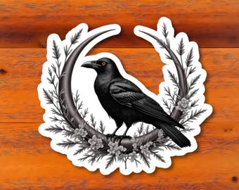 Pegatina Black Raven Gothic Forest – Vinilo adhesivo Dark Crow (troquelado)