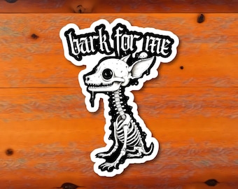 Pegatina de chihuahua esqueleto / Vinilo decorativo gótico, arte macabro para mascotas
