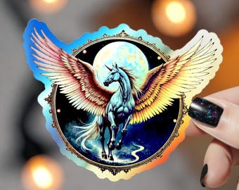 Unicorn Pegasus Alicorn Holographic Die-Cut Stickers | Iridescent Fantasy Magic Sparkle Decals