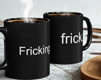 Fricking Frick Funny Swear Word Mug Black Ceramic Coffee Cup Minimalist Office Gift