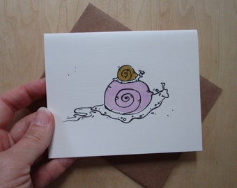 Piggyback Snails Note Card