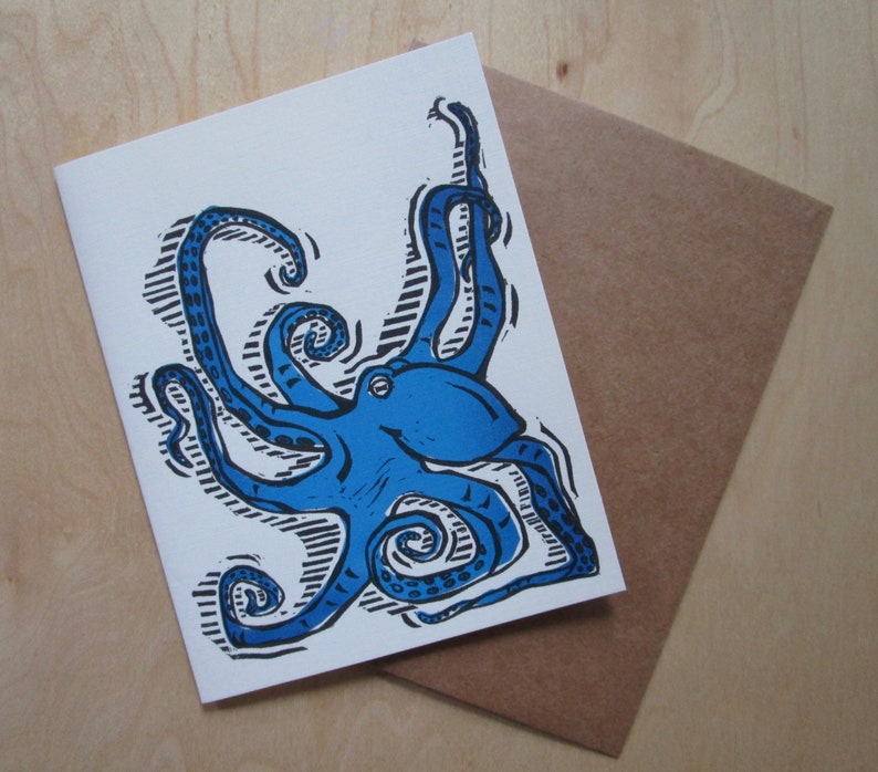 Blue Octopus Note Card image 1