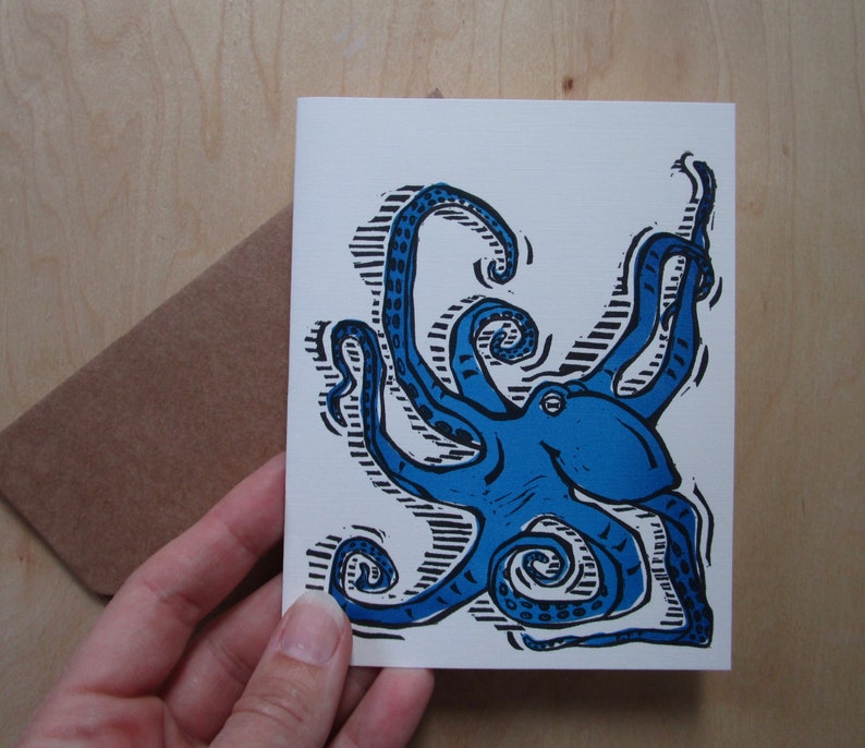 Blue Octopus Note Card image 3