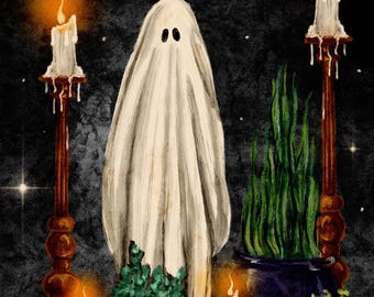 Impresión artística digital del fantasma del amante solitario de las plantas