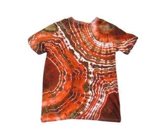 Tie Dye Kids Tee Shirt, Orange and Brown Geode, YOUTH T-Shirt, Childrens Tye Dyed Hippie Clothing