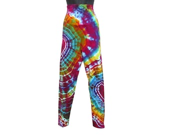 Rainbow Tie Dye Leggings, Tye Dyed Yoga Pants, Hippie Festival Clothing, Wearable Art