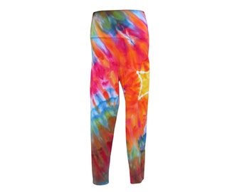 Rainbow Tie Dye Yoga Pants, Tye Dyed Leggings, Boho Hippie Festival Clothes, Wearable Art