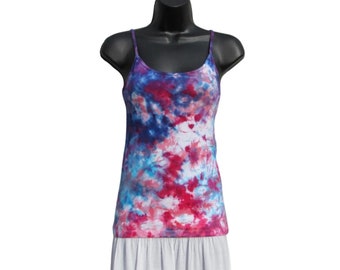 Tie Dye Tank Top, Pink Blue and Purple, Tye Dyed Clothing, Wearable Art - Junior Fit