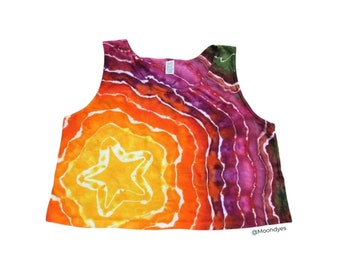 Star Geode Tank Top, Tie Dye Festival Clothing, Tye Dye Crop Tee, Boho Hippie Clothes