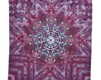 Tie Dye Lotus Mandala Tapestry, Boho Wall Hanging, 53x56 Inches