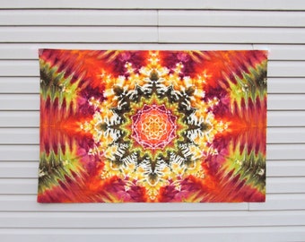 Tie Dye Mandala Tapestry, AUTUMN HARVEST Tye Dye Wall Hanging, Boho Hippie Home Decor, Wall Art, OOAK Gift