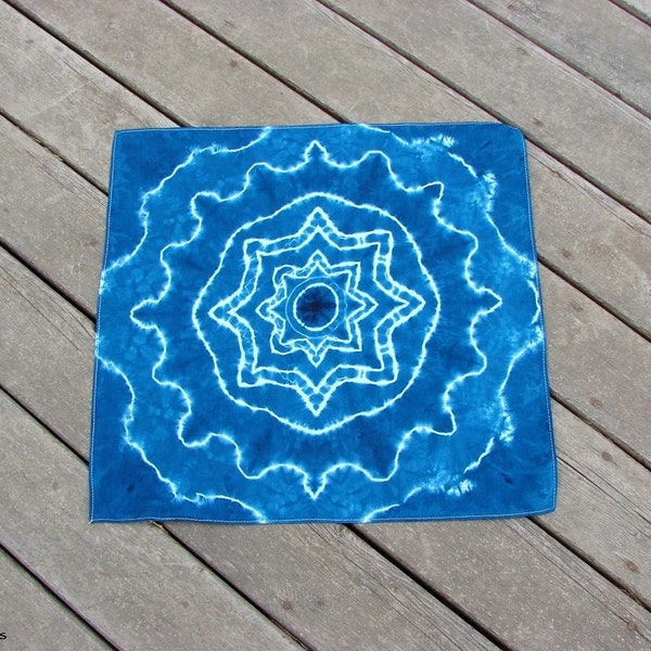 Tie Dye Mandala Bandana - Kingfisher Blue - Festival Wears