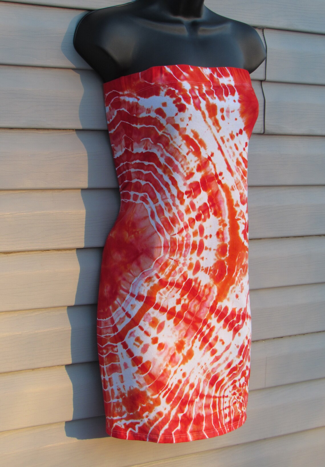 MEDIUM Tie Dye Mini Tube Dress Orange and Pink Dress Tye Etsy