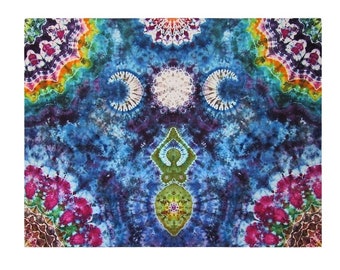 Large Tie Dye Tapestry TRIPLE MOON GODDESS, Tye Dyed Wall Art Hanging, Boho Home Decor, Housewarming Gift 69 x 52 inches
