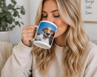 Personalized Pet Mug, Custom Pet Photo Mug, Dog Portrait Mug, Cat Photo Mug, Pet Lover Gift, Custom Dog Cat Memorial Gift